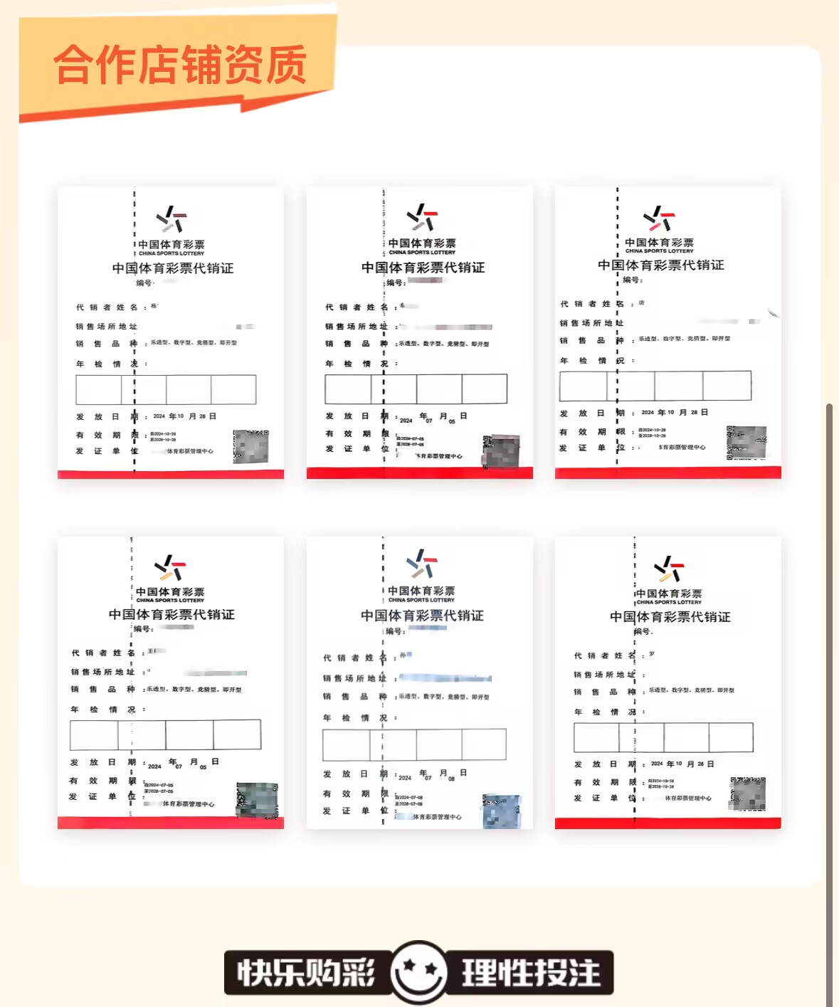 合作店铺资质 - 中国体育彩票代销证